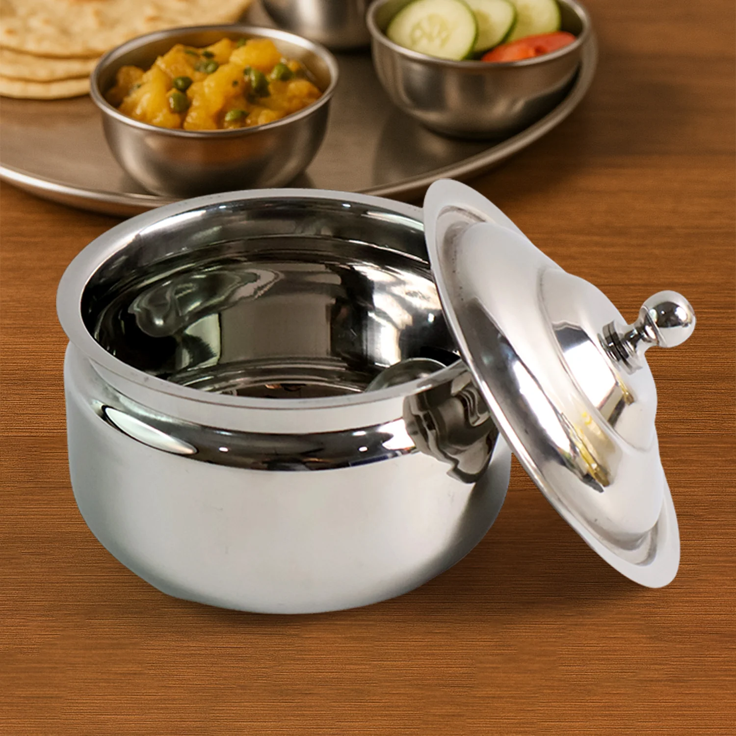 09-8274_koko_ss_ghee_pot_with_lid_n_spoon.webp Stainless Steel Ghee Pot with Lid & Spoon – Mirror Finish - Ghee Pot product image 9