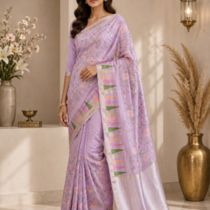 Cotton Embroidery Work Kota Checks Banarasi Saree - Banarasi Sarees