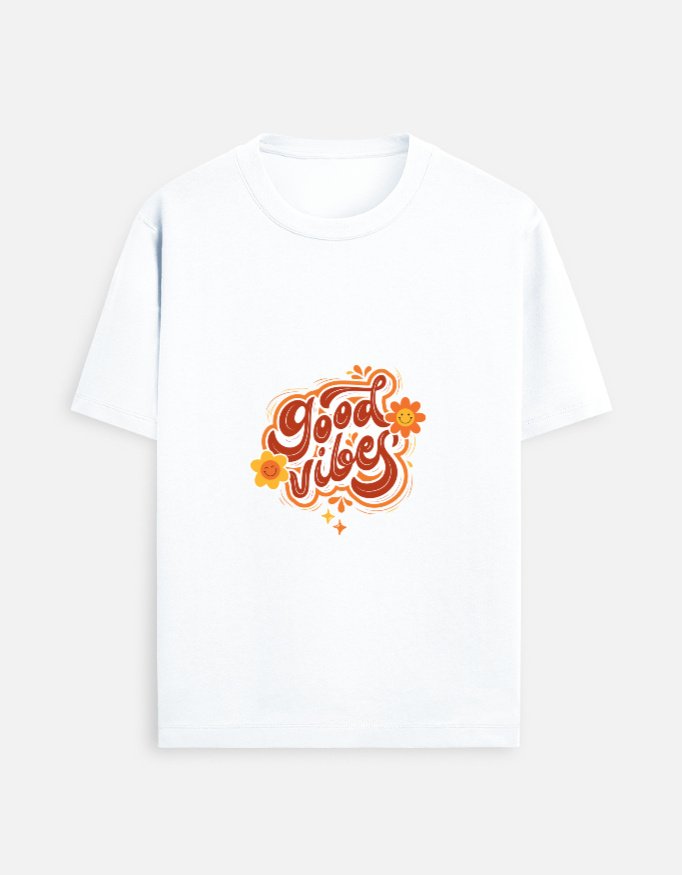 img_c920347c7c3f65.jpg ZAVELO GOODVIBES Unisex Standard Crew T-Shirt- White – Classic Comfort, Everyday GOODVIBES - T Shirts