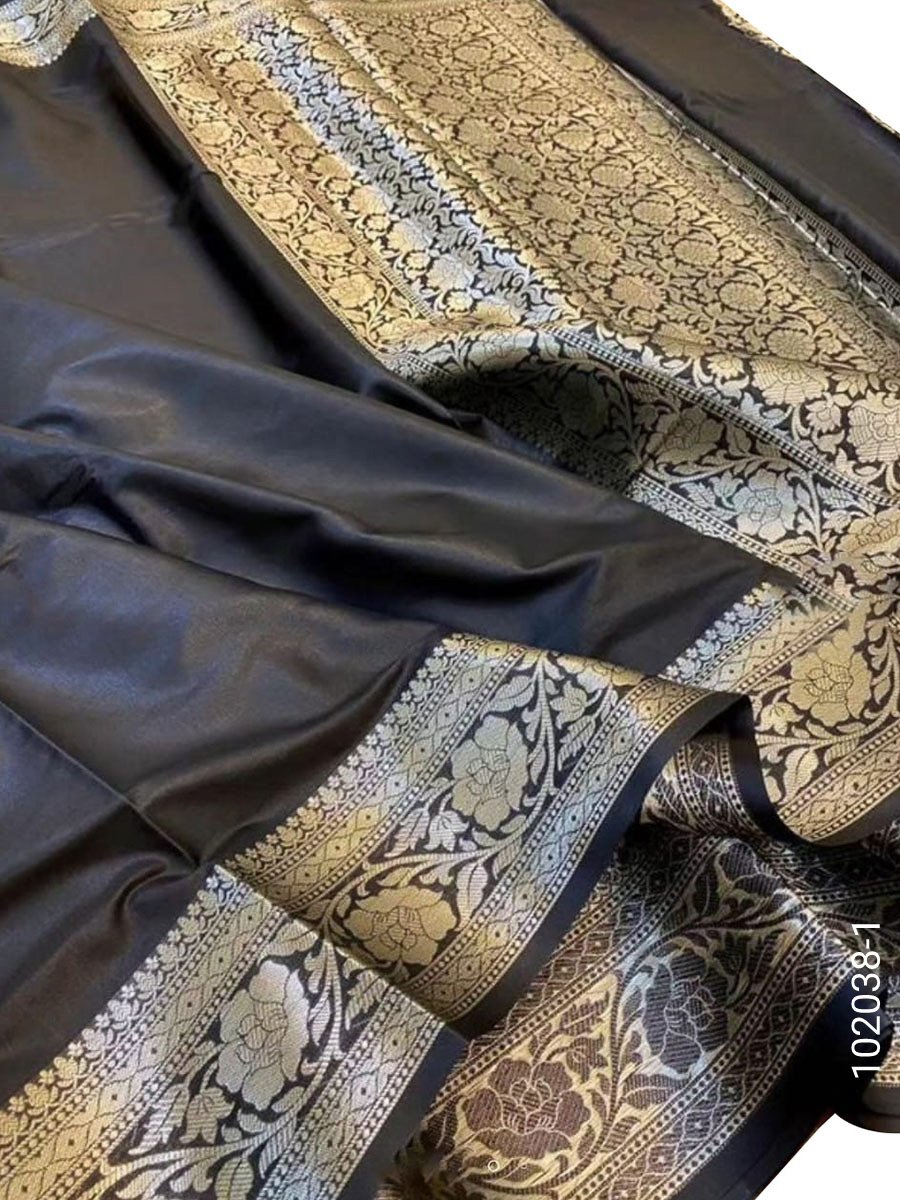 soft-silk-zari-work-plain-banarasi-saree-2 Soft Silk Zari Work Plain Banarasi Saree - Banarasi Sarees product image 3