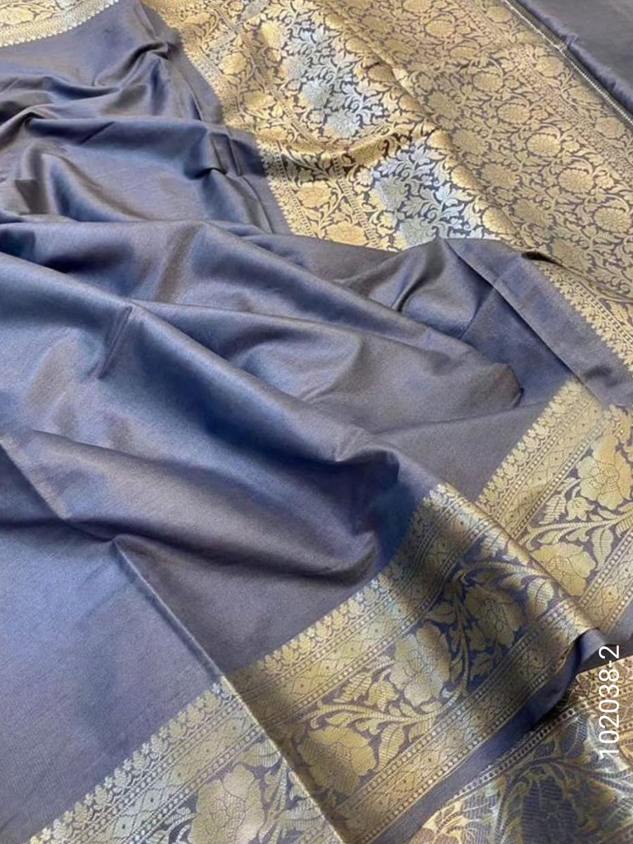 soft-silk-zari-work-plain-banarasi-saree-3 Soft Silk Zari Work Plain Banarasi Saree - Banarasi Sarees product image 4