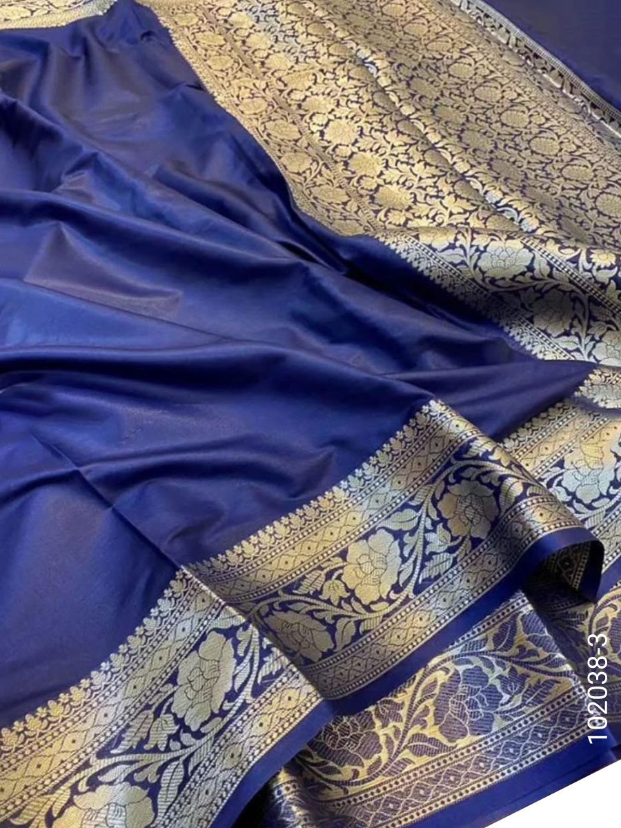 soft-silk-zari-work-plain-banarasi-saree-4 Soft Silk Zari Work Plain Banarasi Saree - Banarasi Sarees product image 5