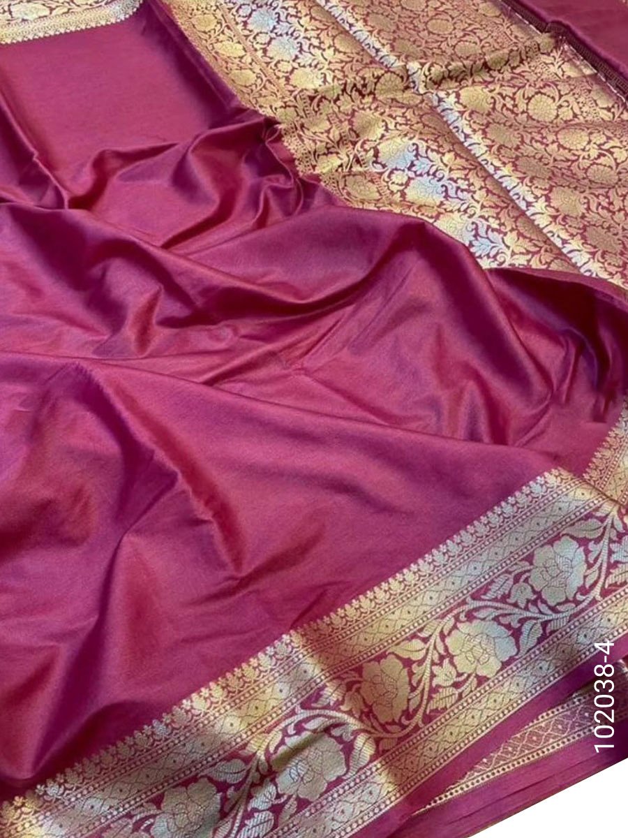soft-silk-zari-work-plain-banarasi-saree-5 Soft Silk Zari Work Plain Banarasi Saree - Banarasi Sarees product image 6