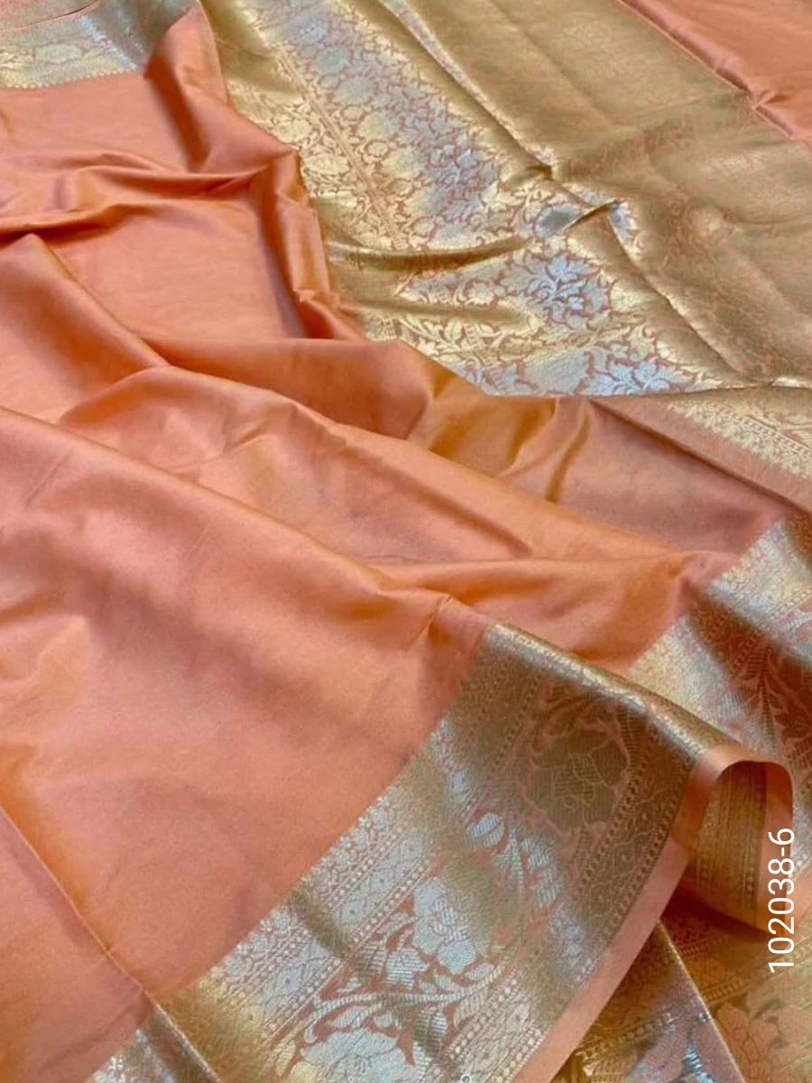 soft-silk-zari-work-plain-banarasi-saree-7 Soft Silk Zari Work Plain Banarasi Saree - Banarasi Sarees product image 8