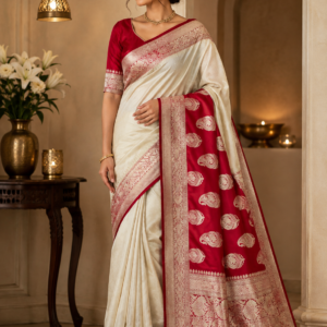 Soft Silk Zari Work Plain Banarasi Saree - Banarasi Sarees